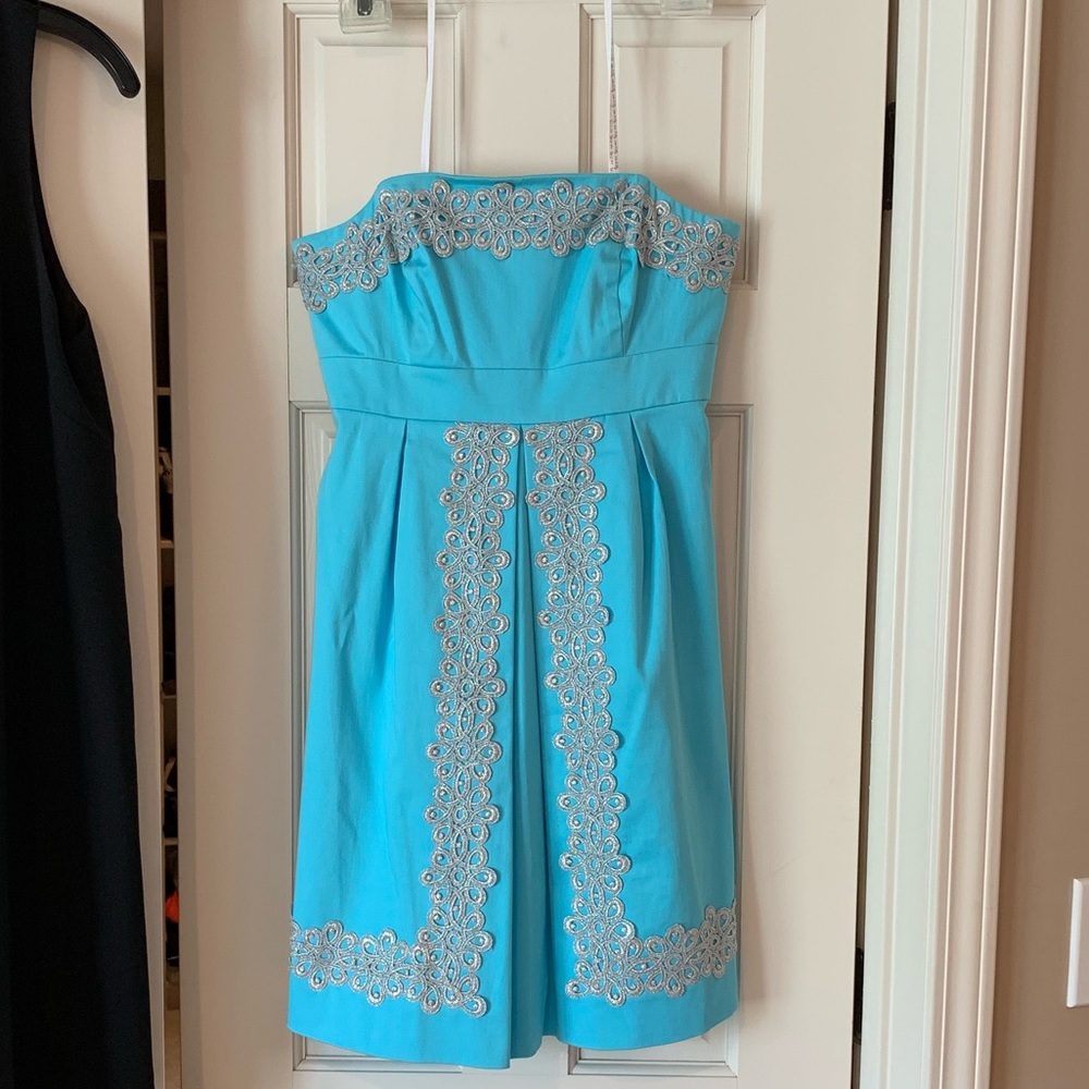 Lilly Pulitzer Strapless Lace Detail A-line Dress